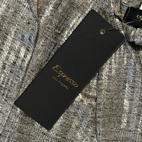 Expresso Long Gold Shine Vest with Pockets 97% Poly 3% Spandex Med or Large - Picture 7 of 16